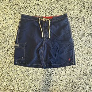 Polo Ralph Lauren Board Shorts Mens Medium Navy Blue Swim Trunks Cargo Pocket